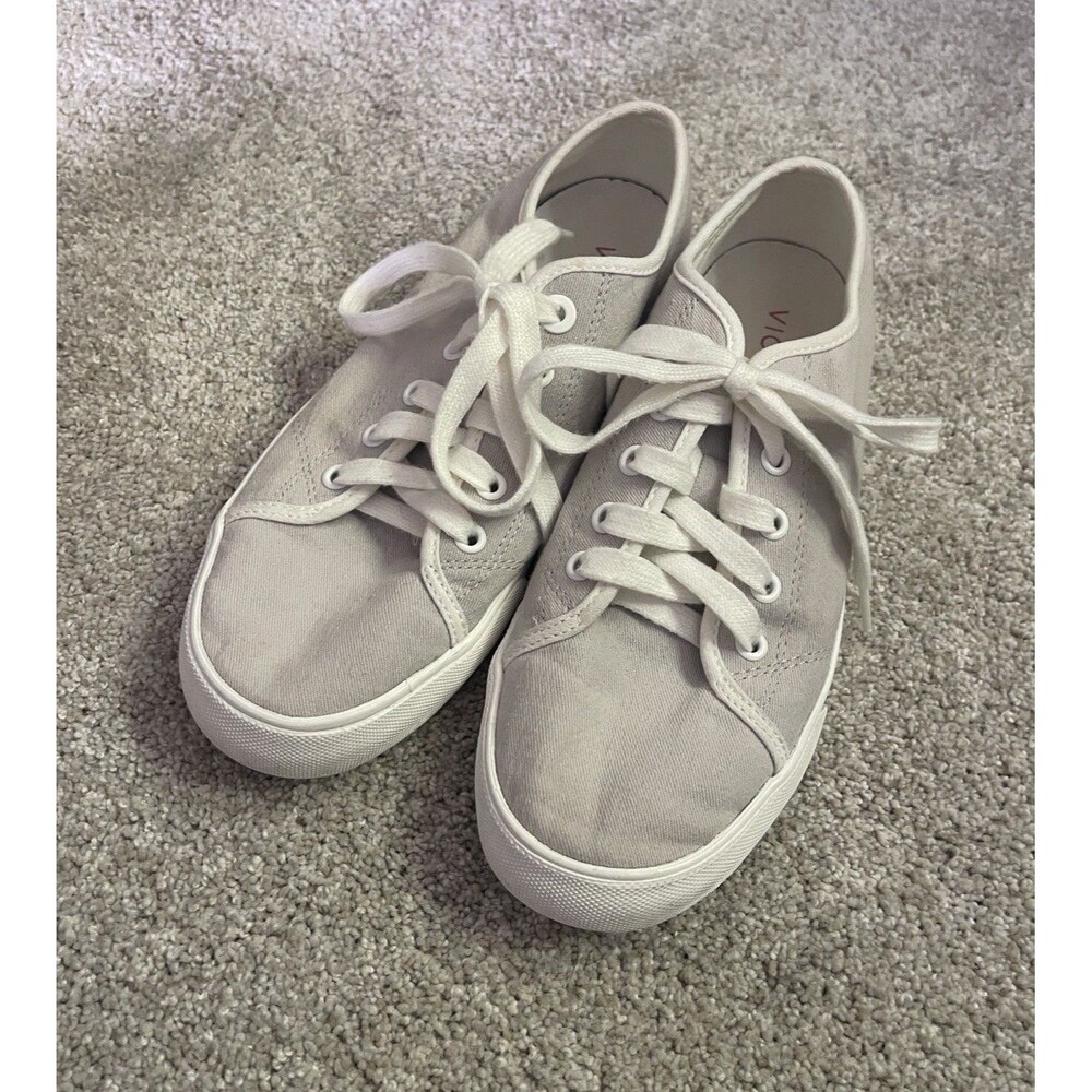 Vionic Oasis Canvas Sneaker Shoes Women’s 8 Gray Comfort Walking Casual Boat